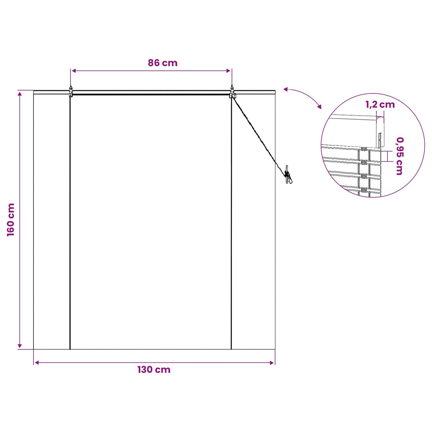 Roller Blind Natural and Brown 130 x 160 cm Bamboo