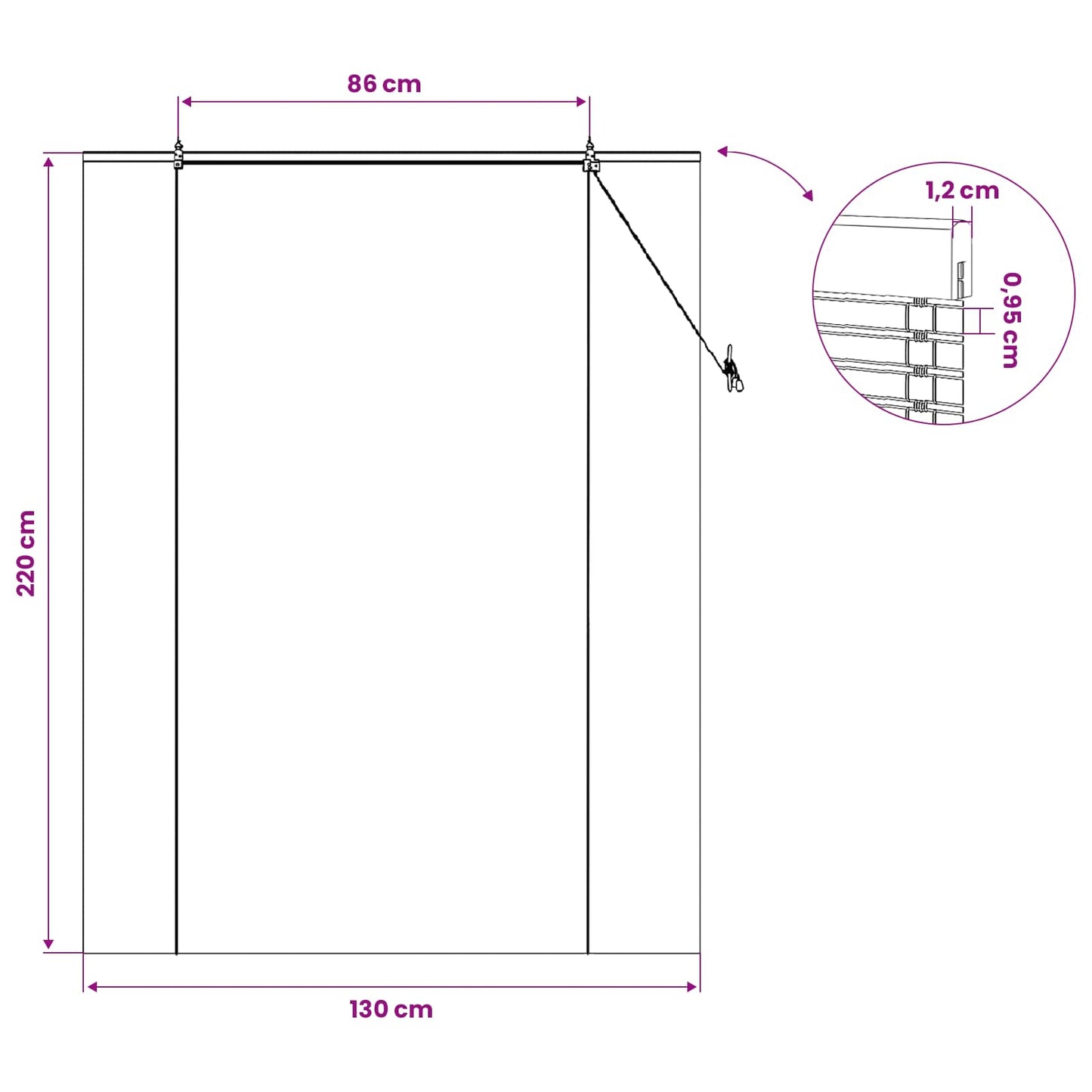 Roller Blind Natural and Brown 130 x 220 cm Bamboo