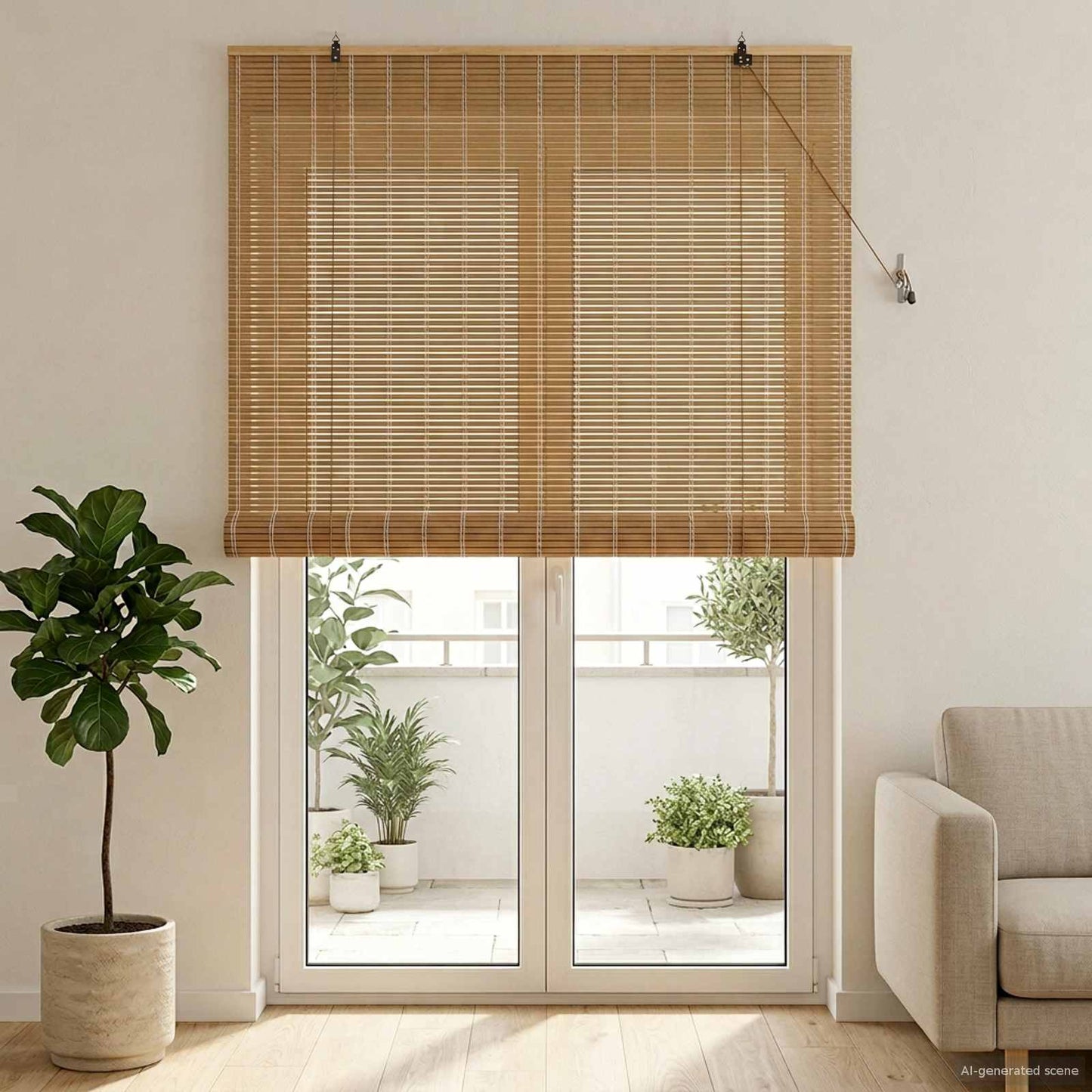 Roller Blind Natural and Brown 160 x 220 cm Bamboo