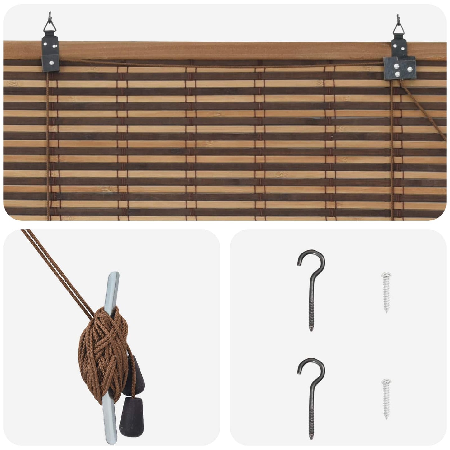 Roller Blind Brown 130 x 160 cm Bamboo