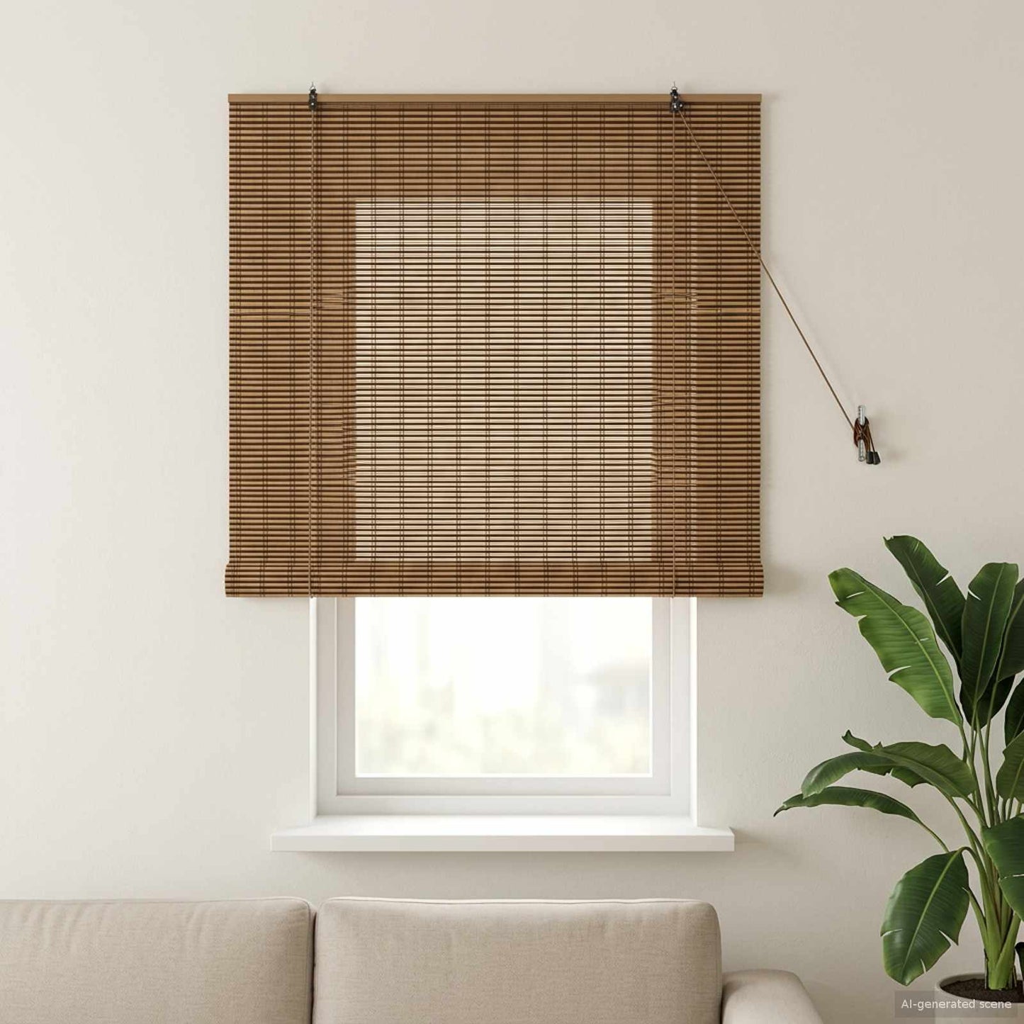 Roller Blind Brown 160 x 160 cm Bamboo