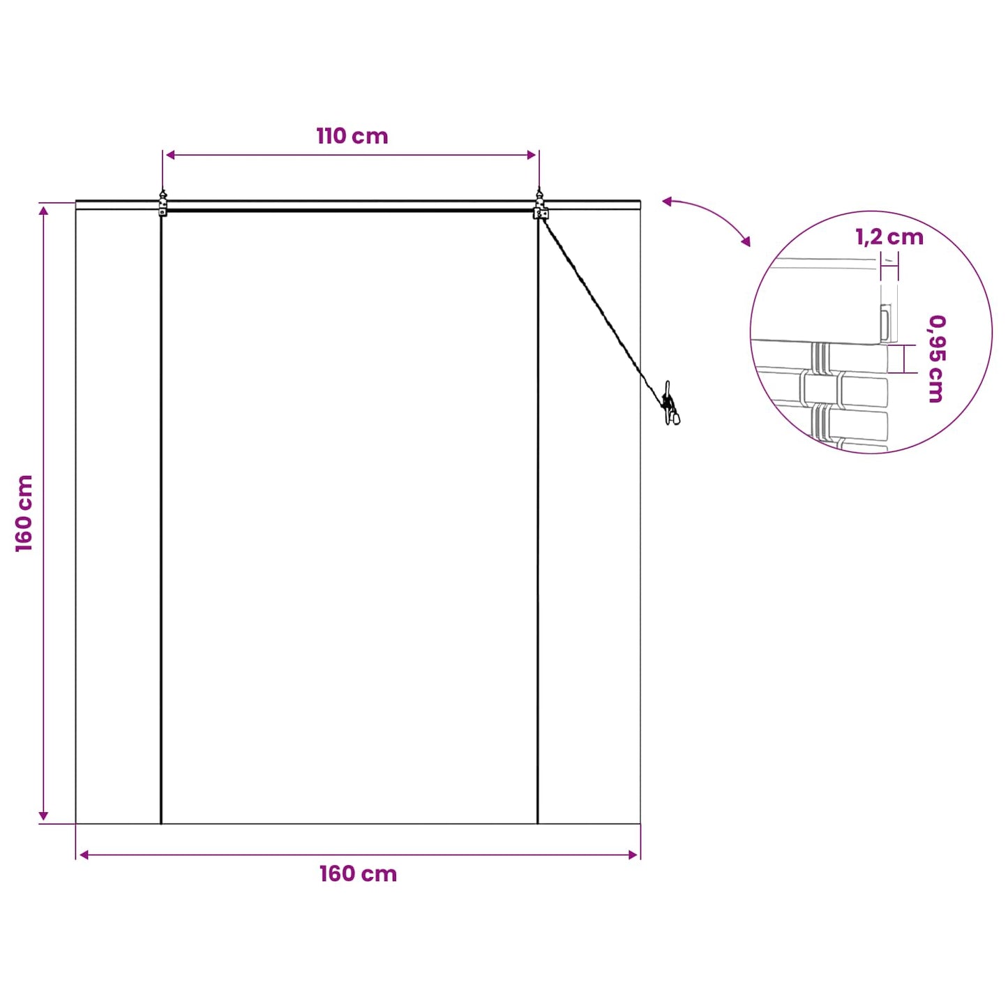 Roller Blind Brown 160 x 160 cm Bamboo