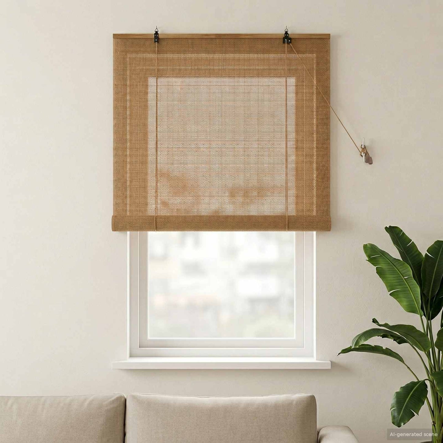 Roller Blind Brown 120 x 160 cm Bamboo