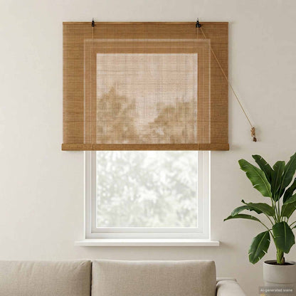Roller Blind Brown 130 x 160 cm Bamboo
