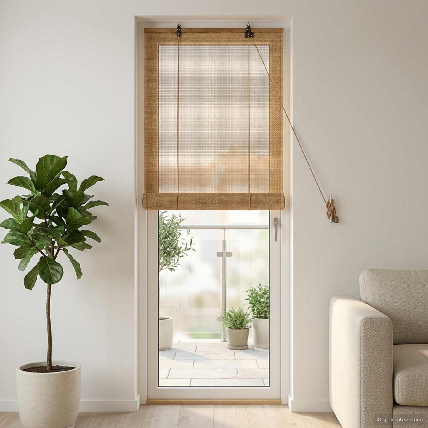 Roller Blind Brown 40 x 220 cm Bamboo