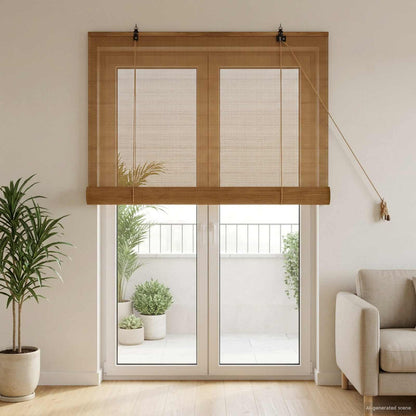 Roller Blind Brown 80 x 220 cm Bamboo