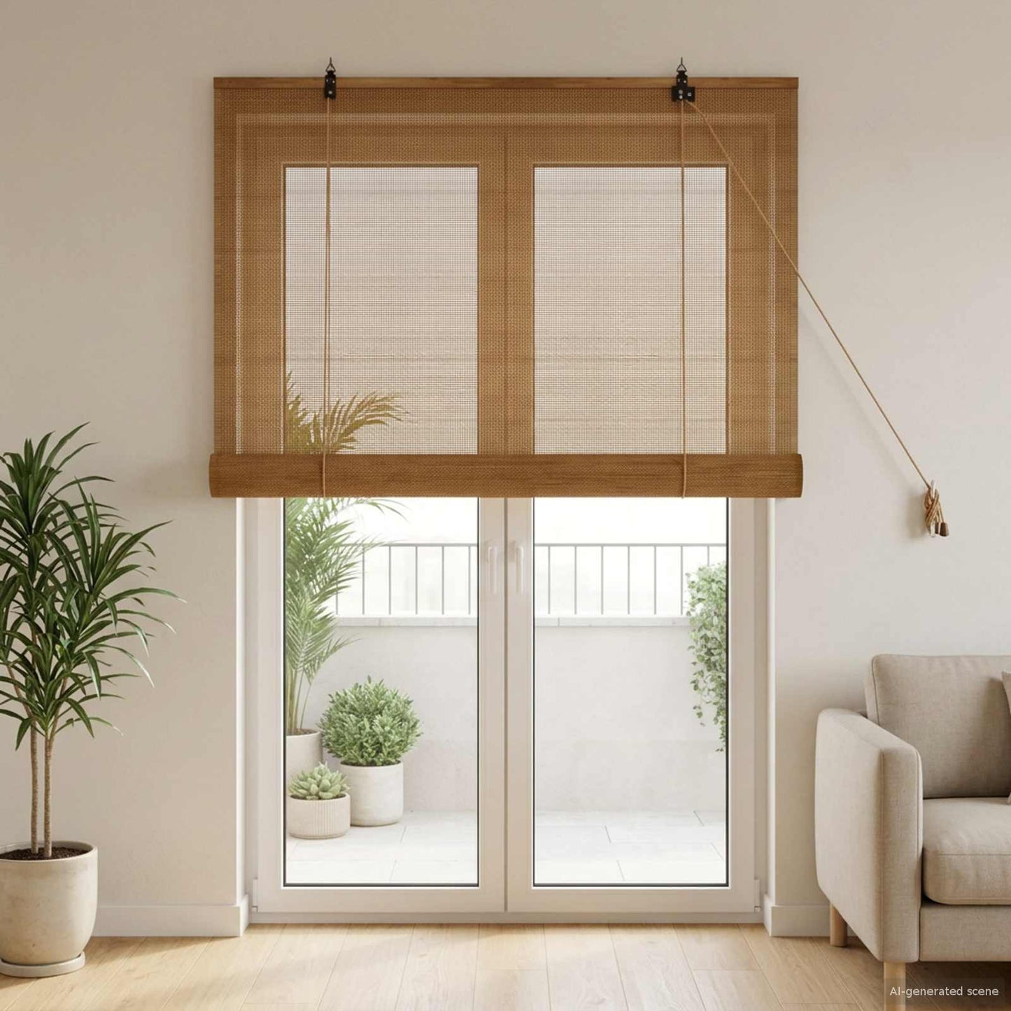Roller Blind Brown 100 x 220 cm Bamboo