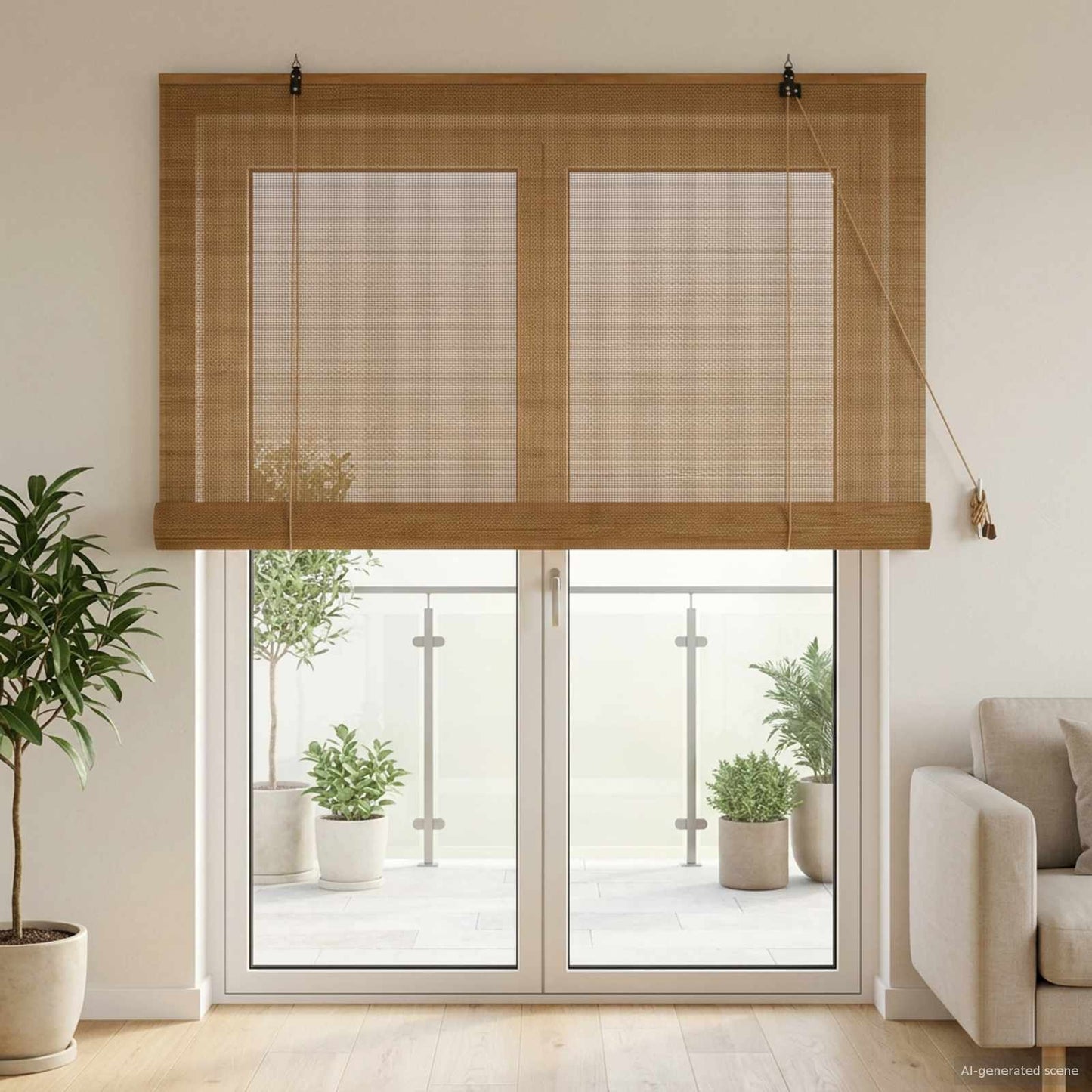Roller Blind Brown 140 x 220 cm Bamboo