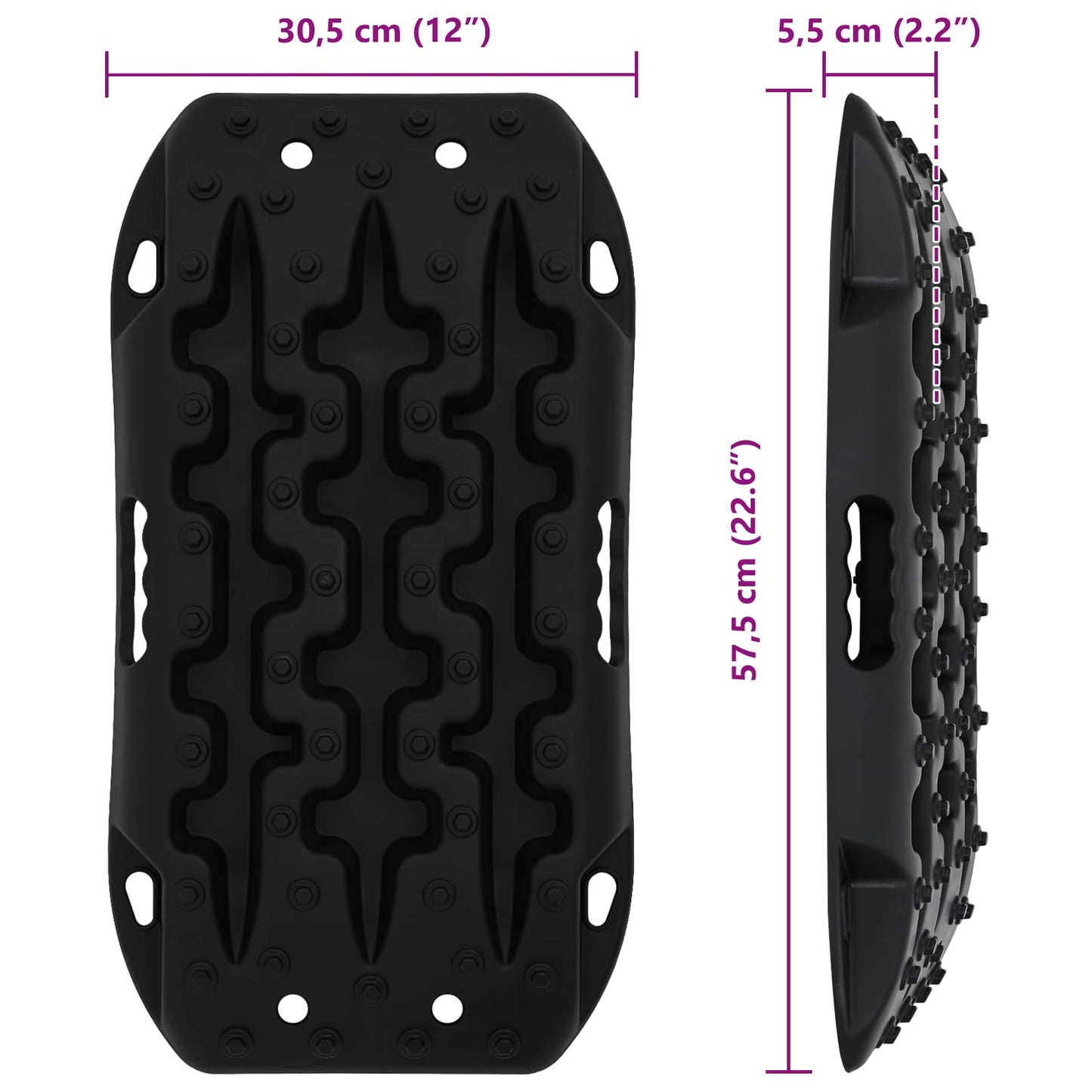 Traction Board 2 pcs Black 57.5 x 30.5 x 5.5 cm