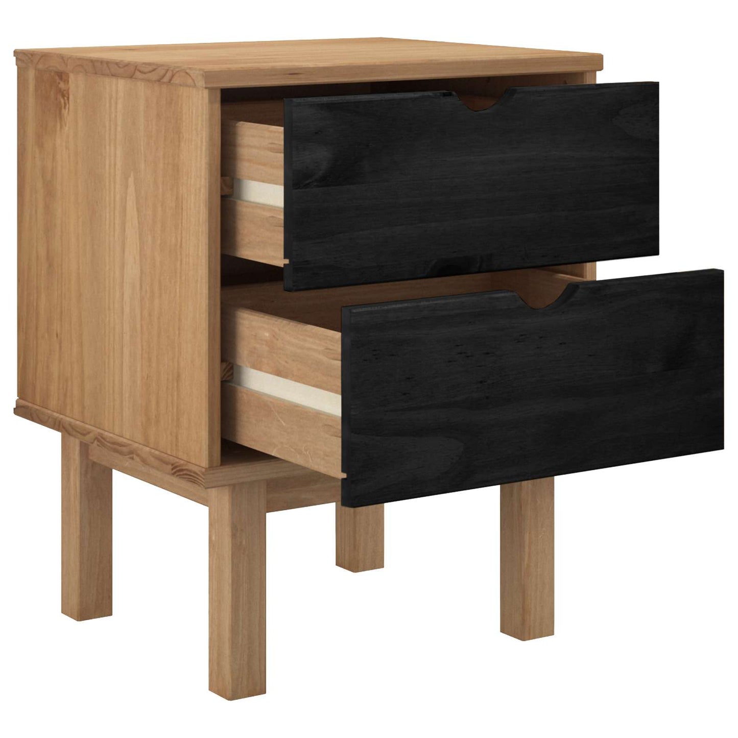 Bedside Table OTTA Black 45 x 39 x 57 cm Solid Pine Wood