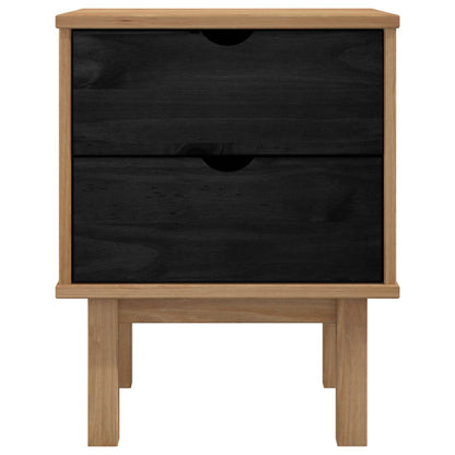 Bedside Table OTTA Black 45 x 39 x 57 cm Solid Pine Wood