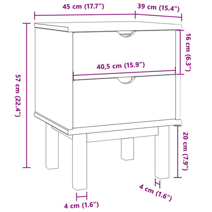 Bedside Table OTTA Black 45 x 39 x 57 cm Solid Pine Wood