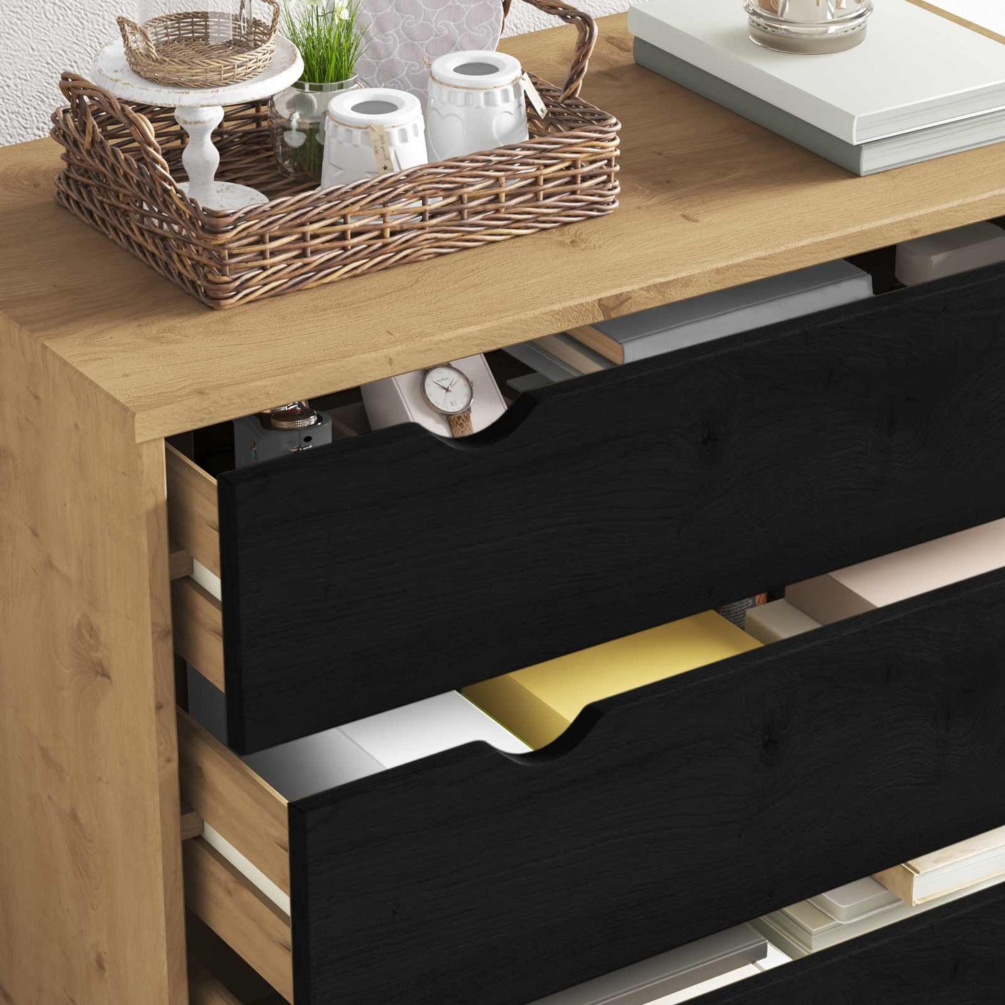 Chest of Drawers OTTA Black 76.5 x 39.5 x 90 cm Solid Pine Wood