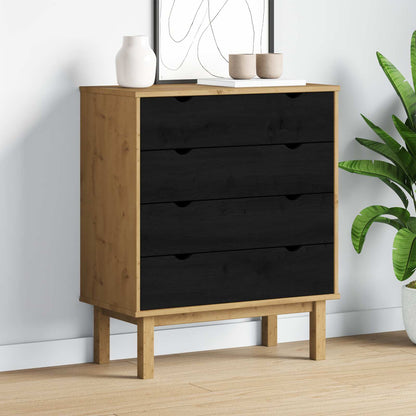 Chest of Drawers OTTA Black 76.5 x 39.5 x 90 cm Solid Pine Wood
