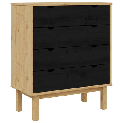 Chest of Drawers OTTA Black 76.5 x 39.5 x 90 cm Solid Pine Wood