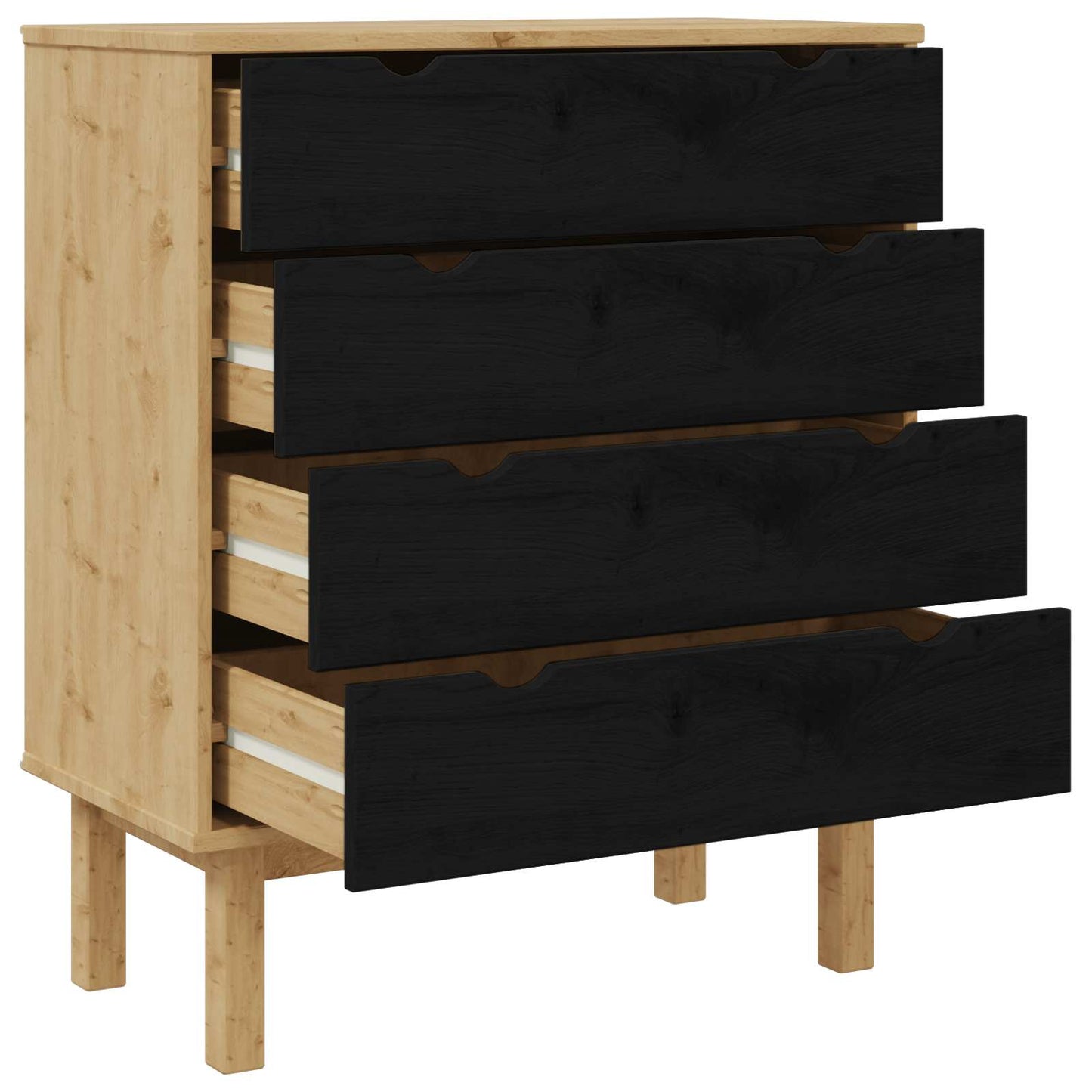 Chest of Drawers OTTA Black 76.5 x 39.5 x 90 cm Solid Pine Wood