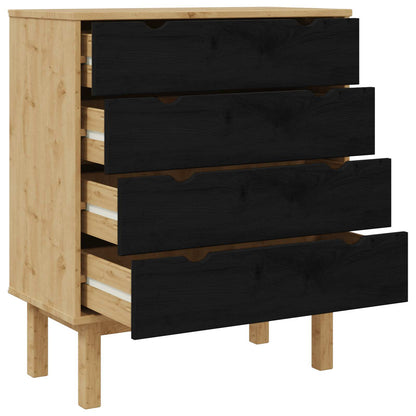 Chest of Drawers OTTA Black 76.5 x 39.5 x 90 cm Solid Pine Wood