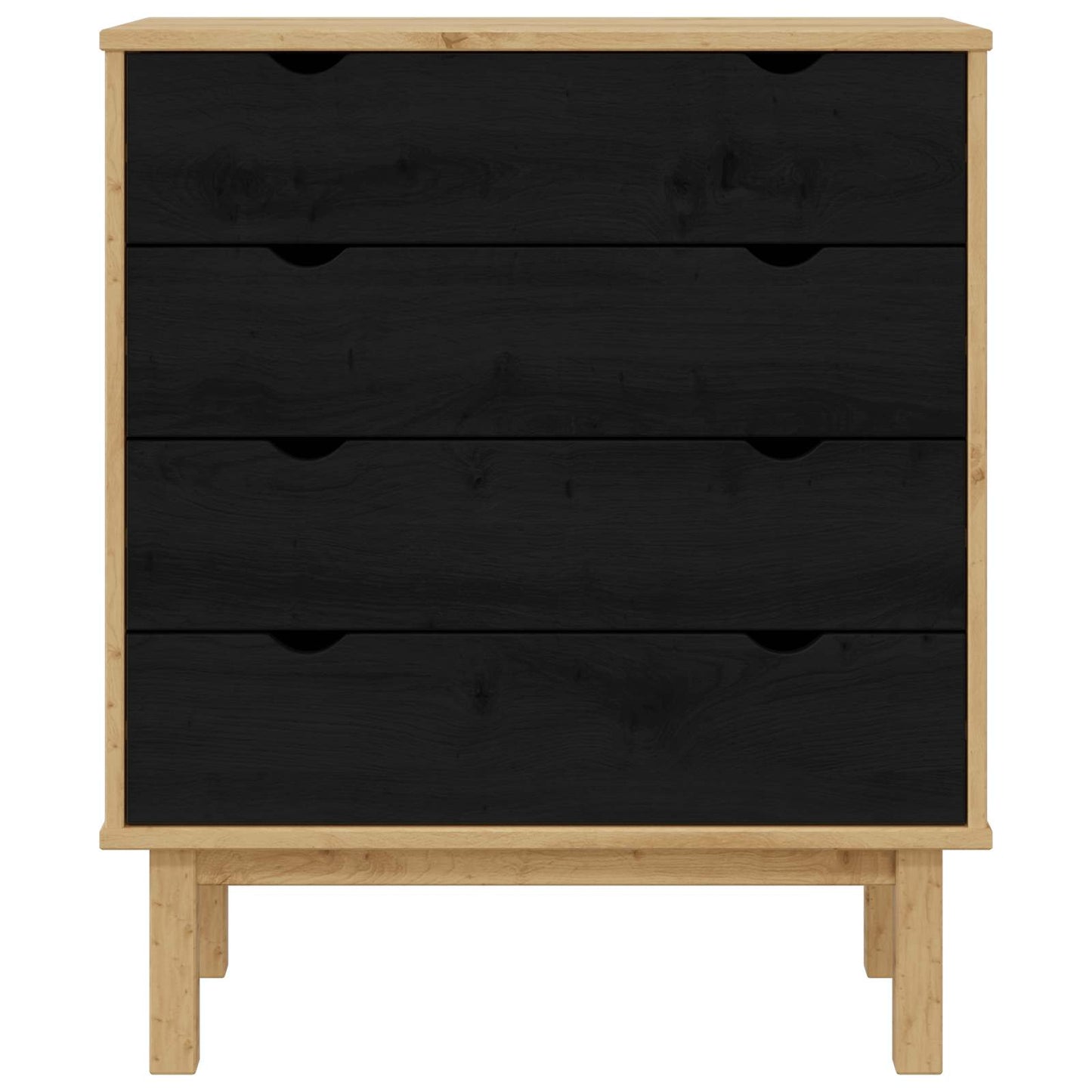 Chest of Drawers OTTA Black 76.5 x 39.5 x 90 cm Solid Pine Wood