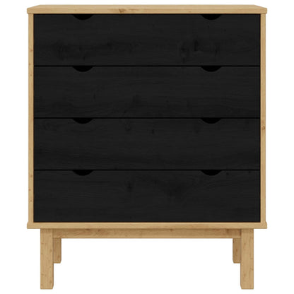 Chest of Drawers OTTA Black 76.5 x 39.5 x 90 cm Solid Pine Wood