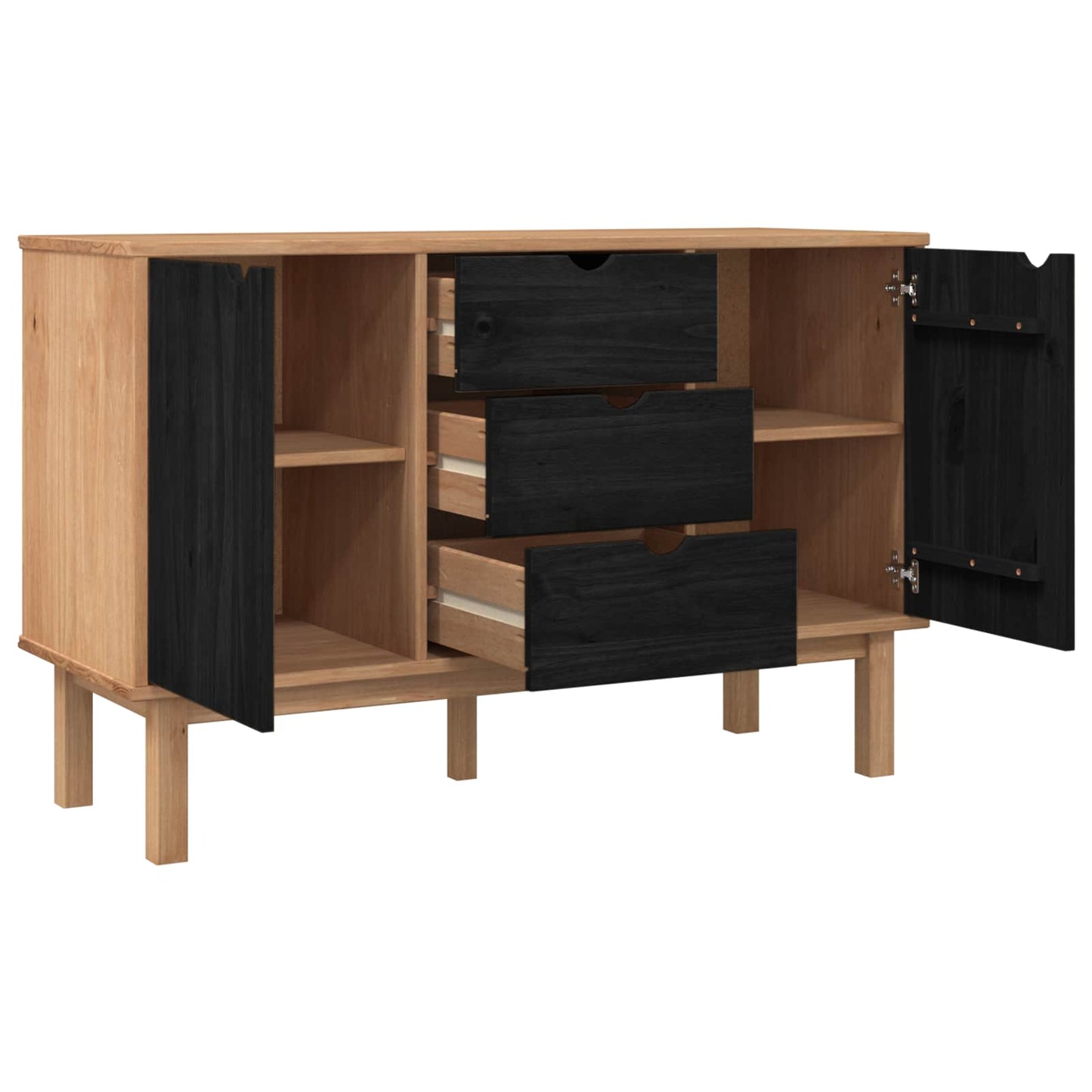 Sideboard OTTA Black 113.5 x 43 x 73 cm Solid Pine Wood