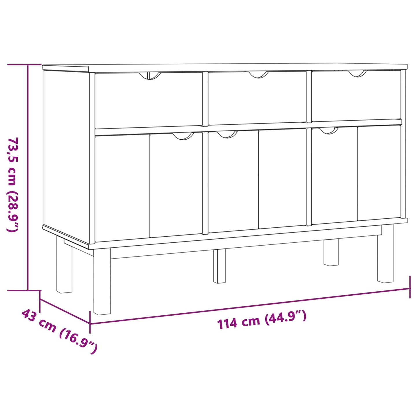 Sideboard OTTA Brown and Black 114 x 43 x 73.5 cm