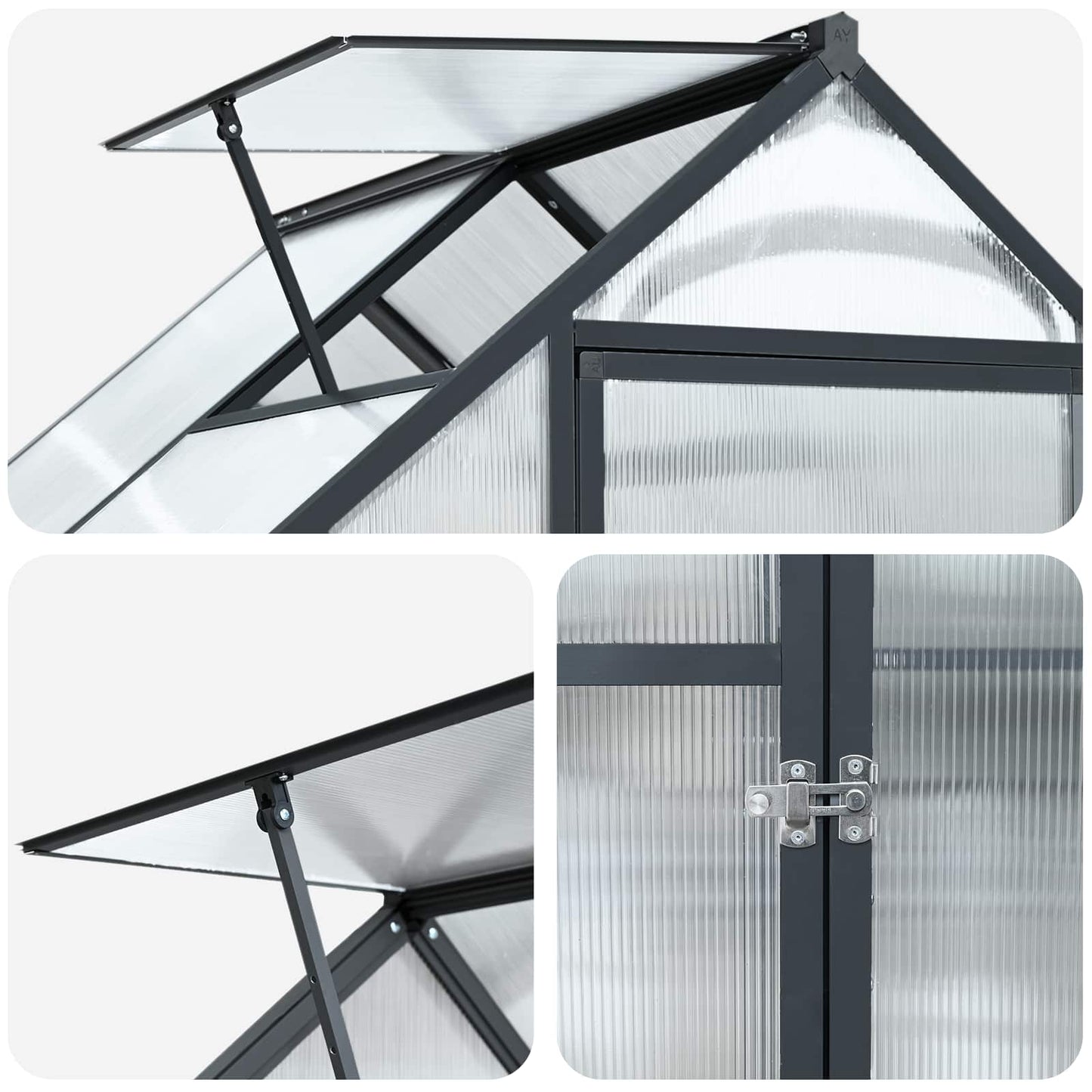 Garden Greenhouse with Door Anthracite 183.5 x 123 x 207 cm