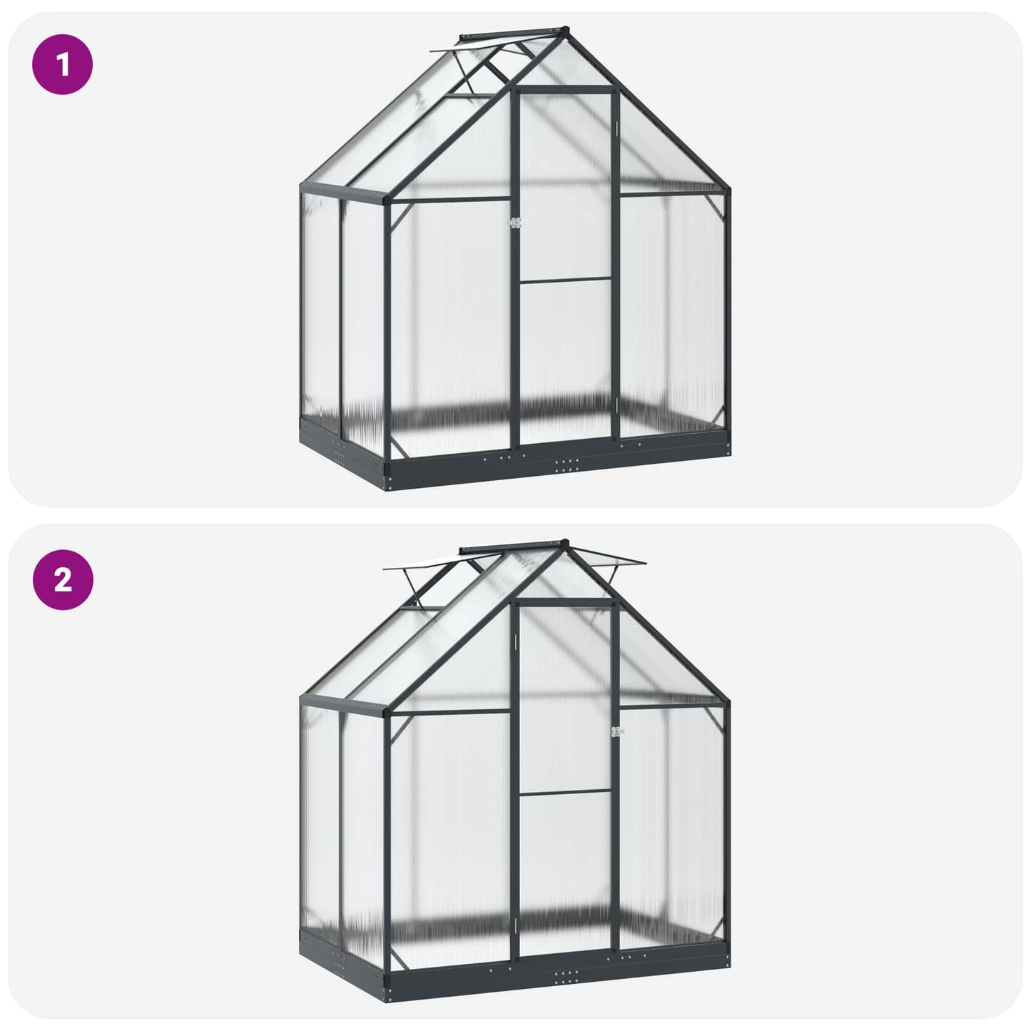 Garden Greenhouse with Door Anthracite 183.5 x 123 x 207 cm