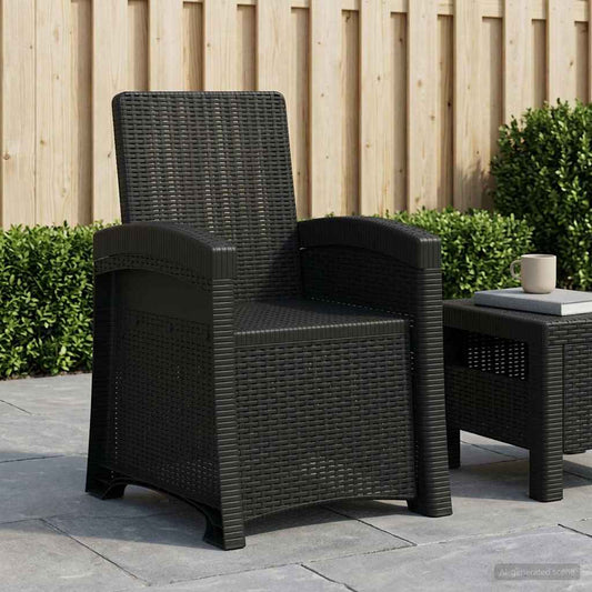 Reclining Garden Chair Rattan Look Anthracite PP