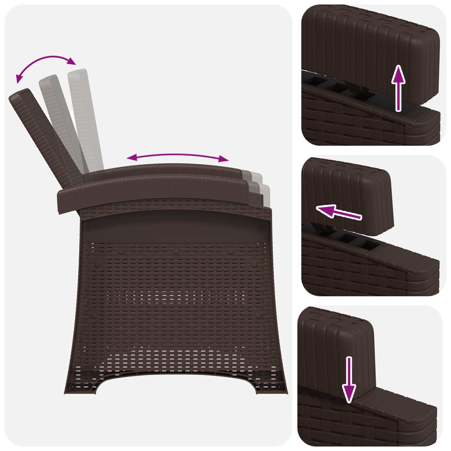 Reclining Garden Chair Rattan Look Brown PP
