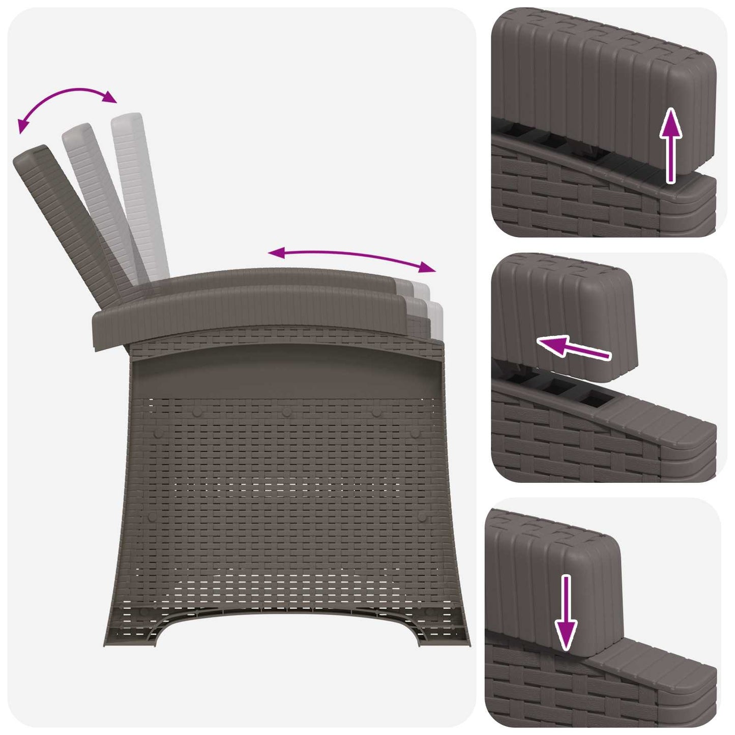 Reclining Garden Chair Rattan Look Light Grey PP
