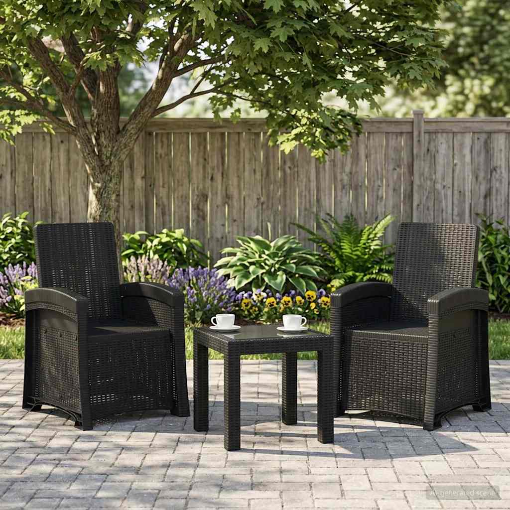 Reclining Garden Chair Rattan Look 2 pcs Anthracite PP