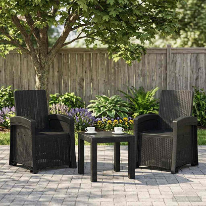 Reclining Garden Chair Rattan Look 2 pcs Anthracite PP