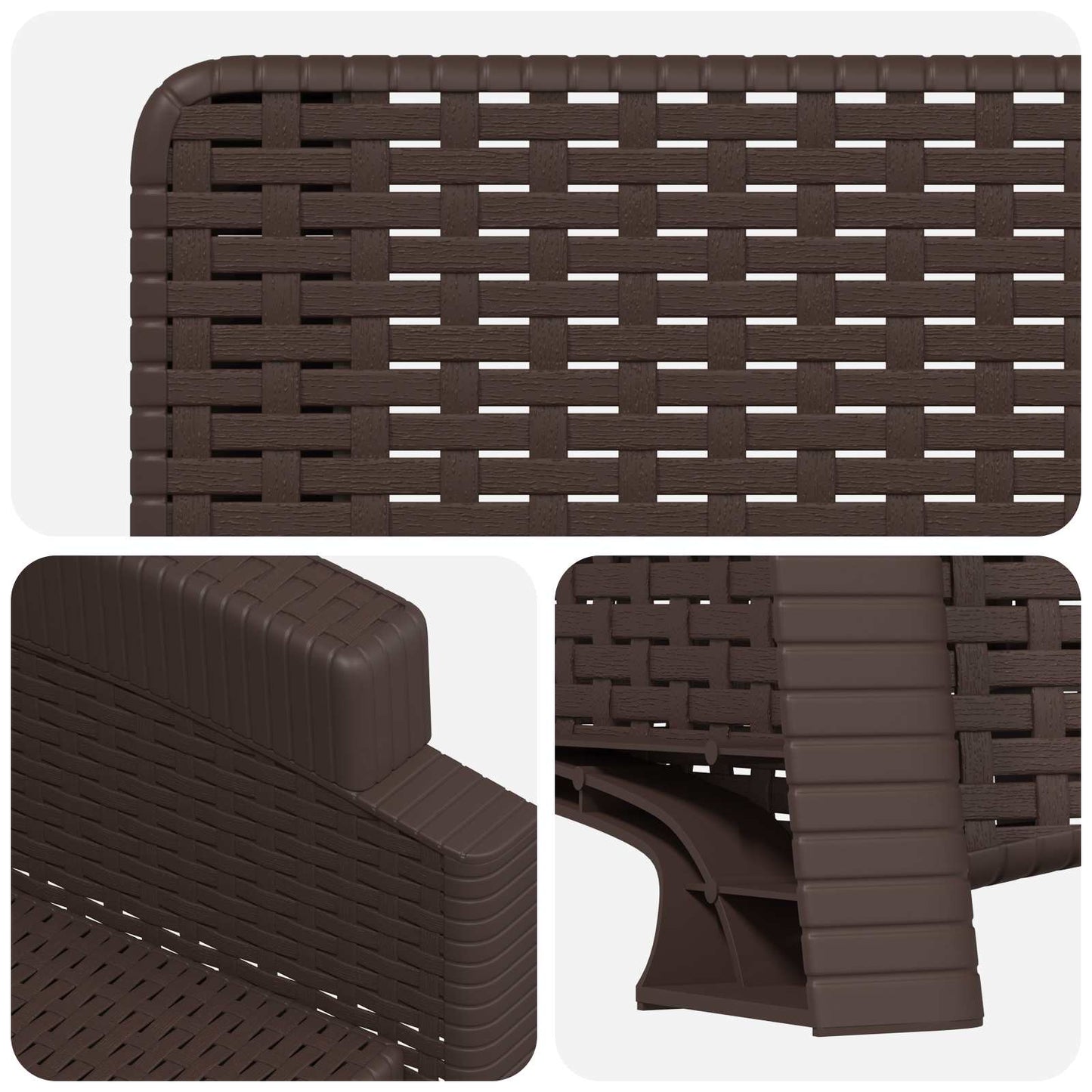 Reclining Garden Chair Rattan Look 2 pcs Brown PP