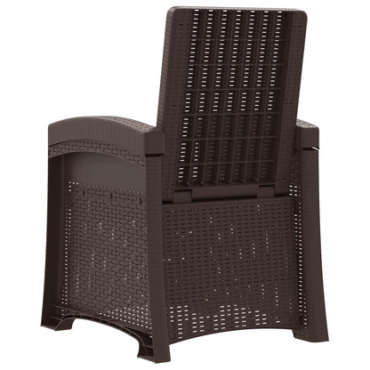 Reclining Garden Chair Rattan Look 2 pcs Brown PP