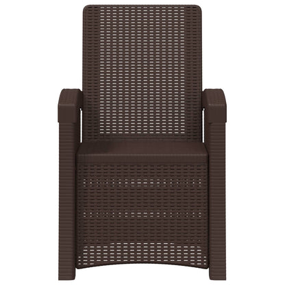 Reclining Garden Chair Rattan Look 2 pcs Brown PP