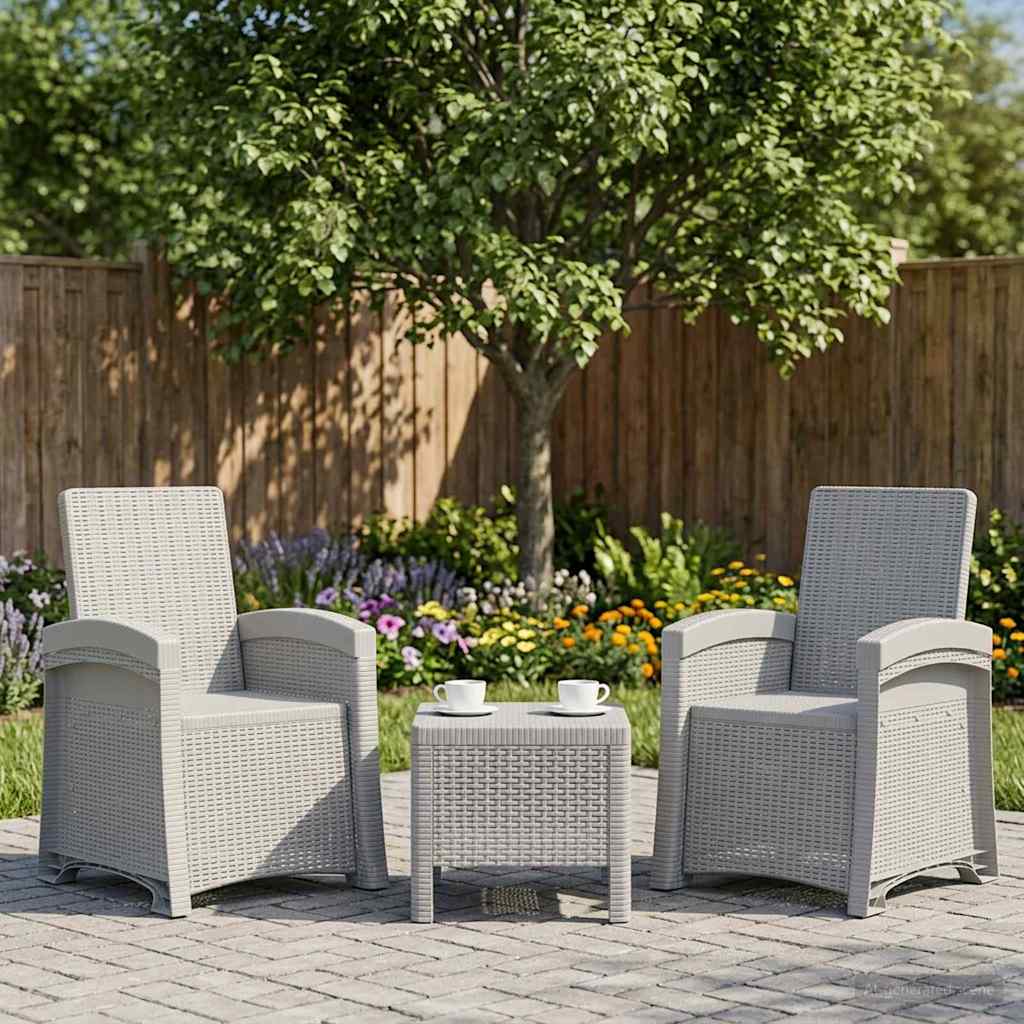 Reclining Garden Chair Rattan Look 2 pcs White PP