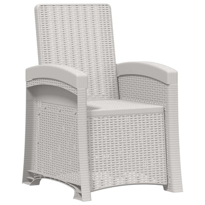 Reclining Garden Chair Rattan Look 2 pcs White PP