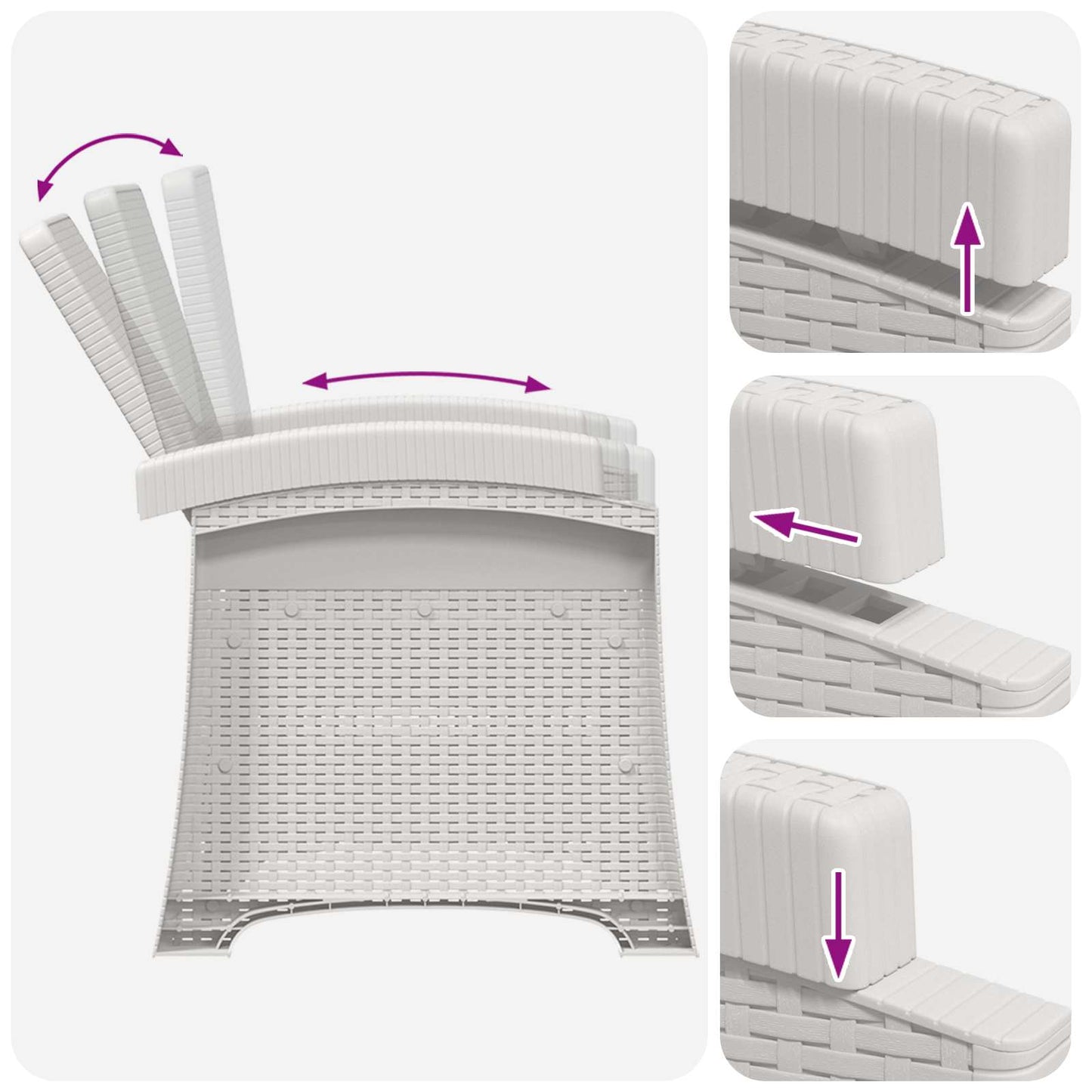 Reclining Garden Chair Rattan Look 2 pcs White PP