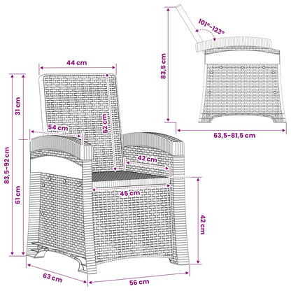 Reclining Garden Chair Rattan Look 2 pcs White PP