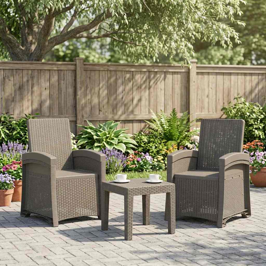 Reclining Garden Chair Rattan Look 2 pcs Light Grey PP