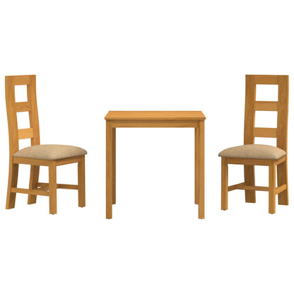 Dining Set 3 pcs Beige Solid Oak Wood