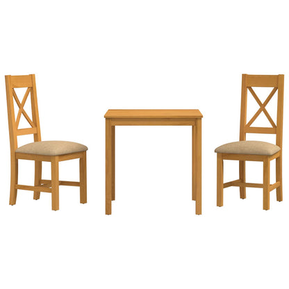 Dining Set 3 pcs Beige Solid Oak Wood