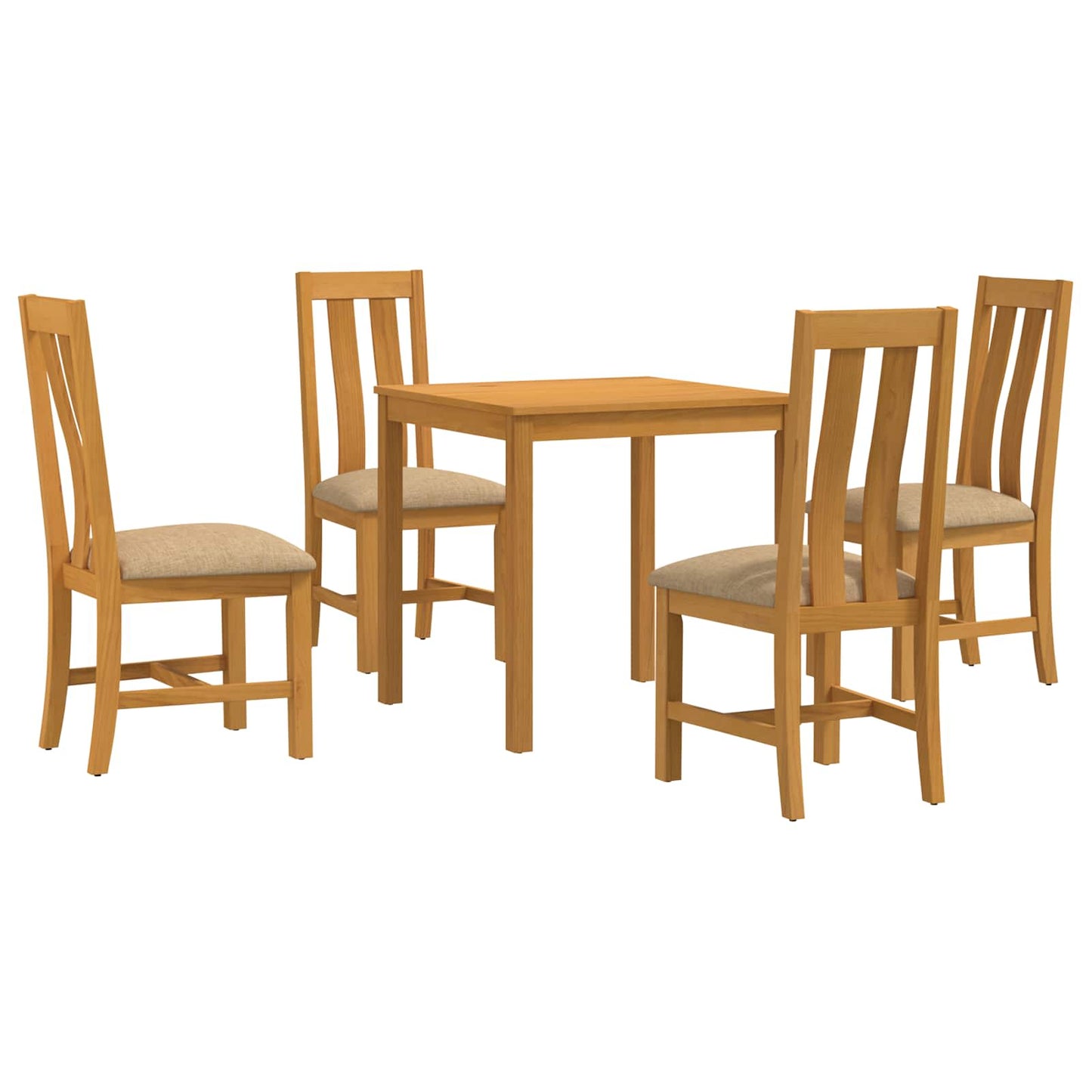 Dining Set 5 pcs Beige Solid Oak Wood