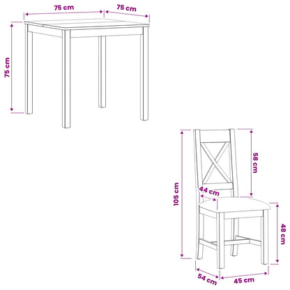 Dining Set 5 pcs Beige Solid Oak Wood