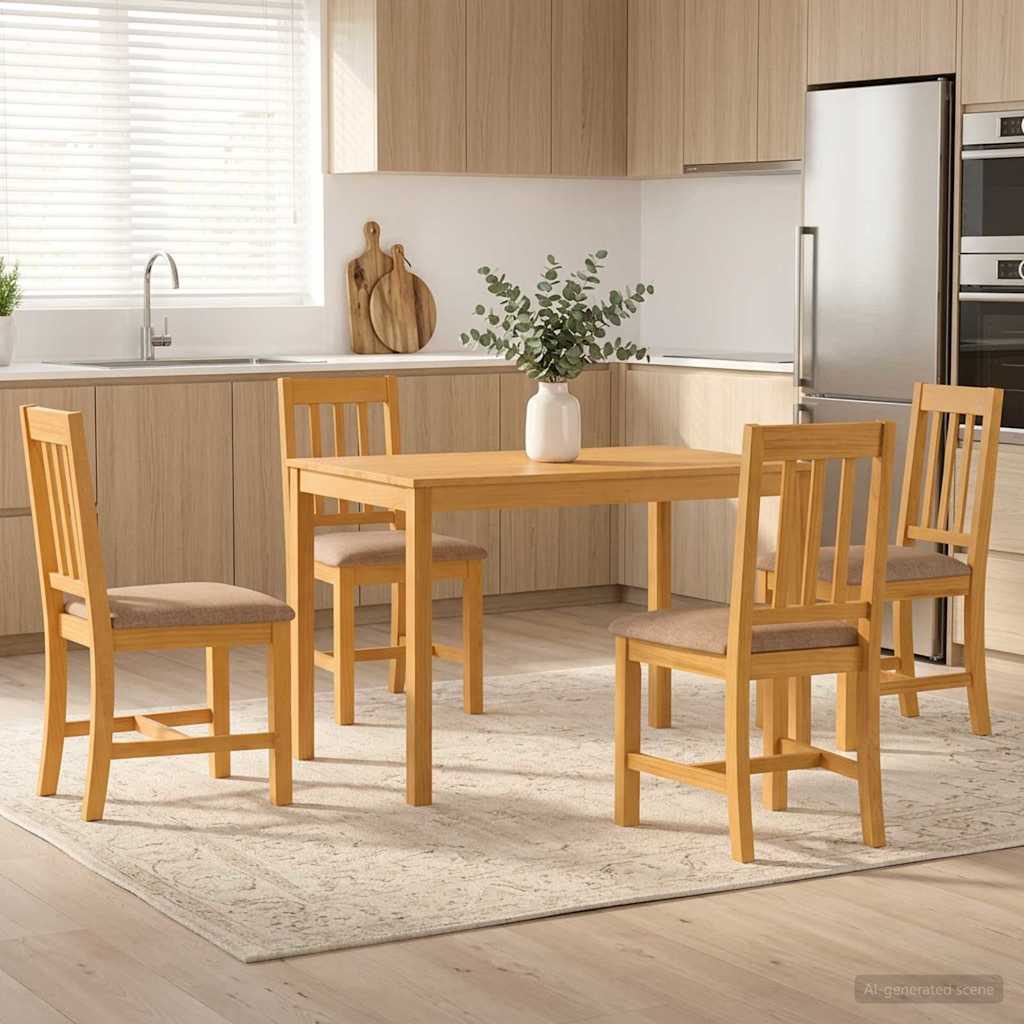 Dining Set 5 pcs Grey Solid Oak Wood