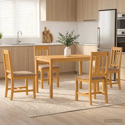 Dining Set 5 pcs Grey Solid Oak Wood