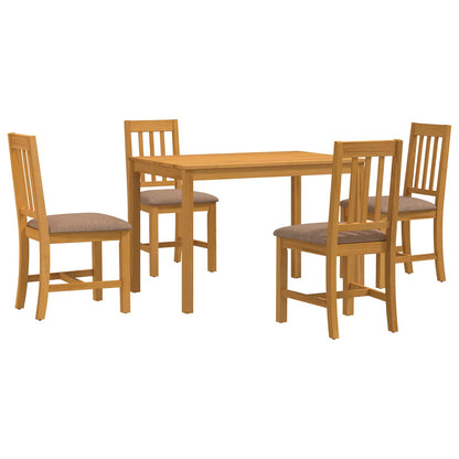 Dining Set 5 pcs Grey Solid Oak Wood