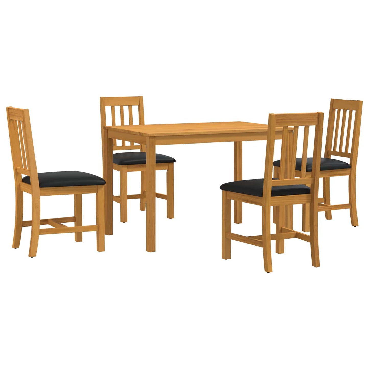Dining Set 5 pcs Black Solid Oak Wood