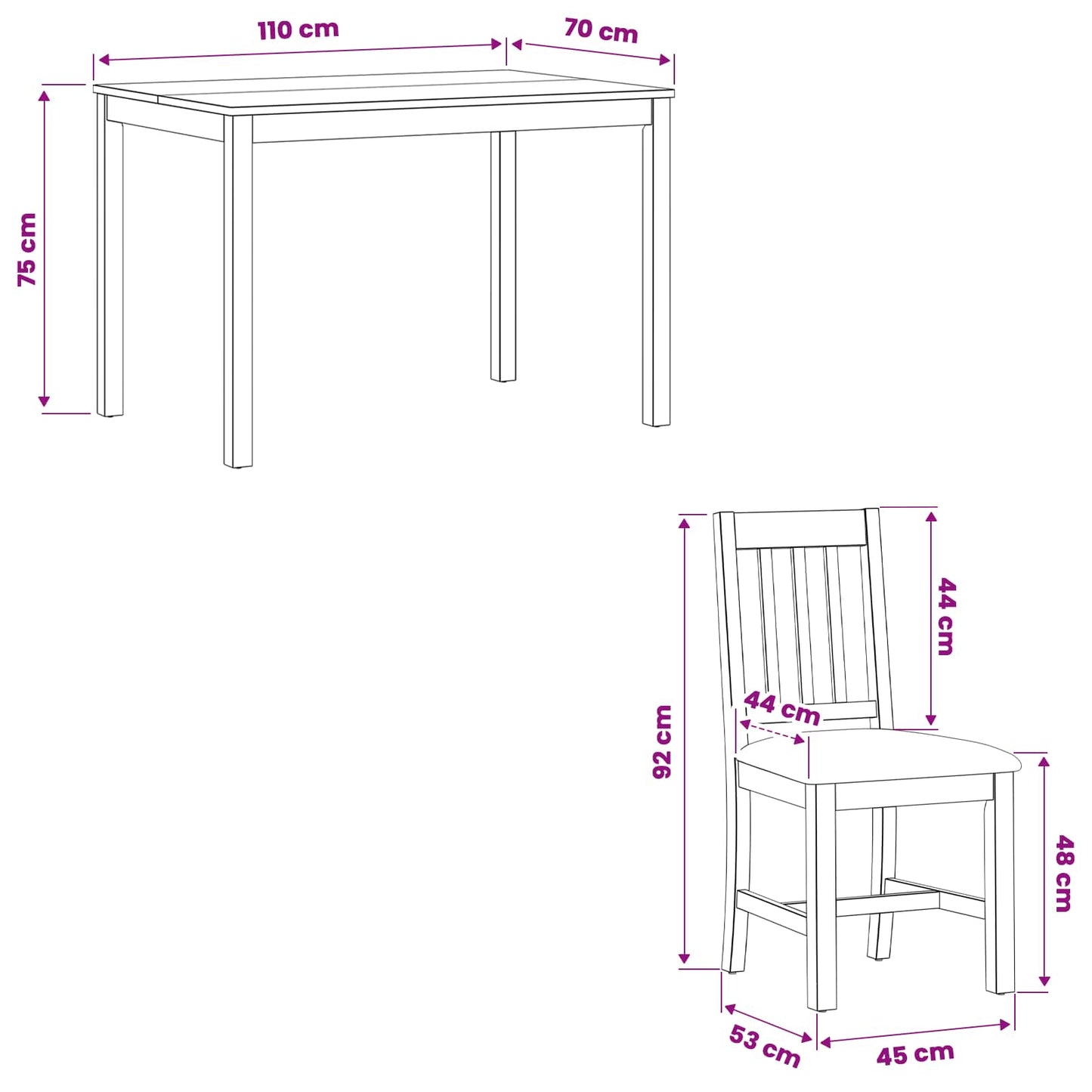 Dining Set 5 pcs Black Solid Oak Wood