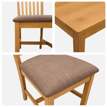 Dining Set 5 pcs Grey Solid Oak Wood